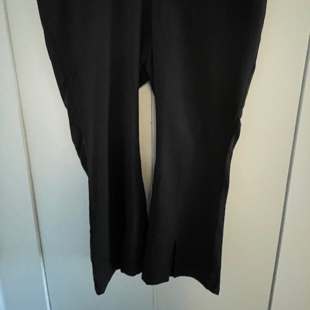 Ulla Popken Black Pants - boot cut with front-slit at ankle